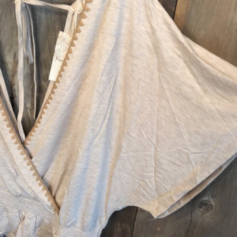 Hem & Thread Kimono Thread Detail Knit Top in Taupe Size Large - Picture 4 of 14